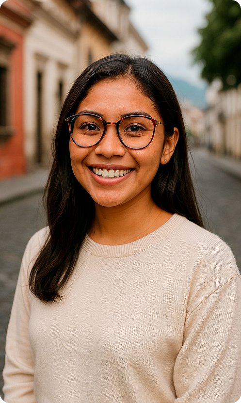 Modelo usando lentes